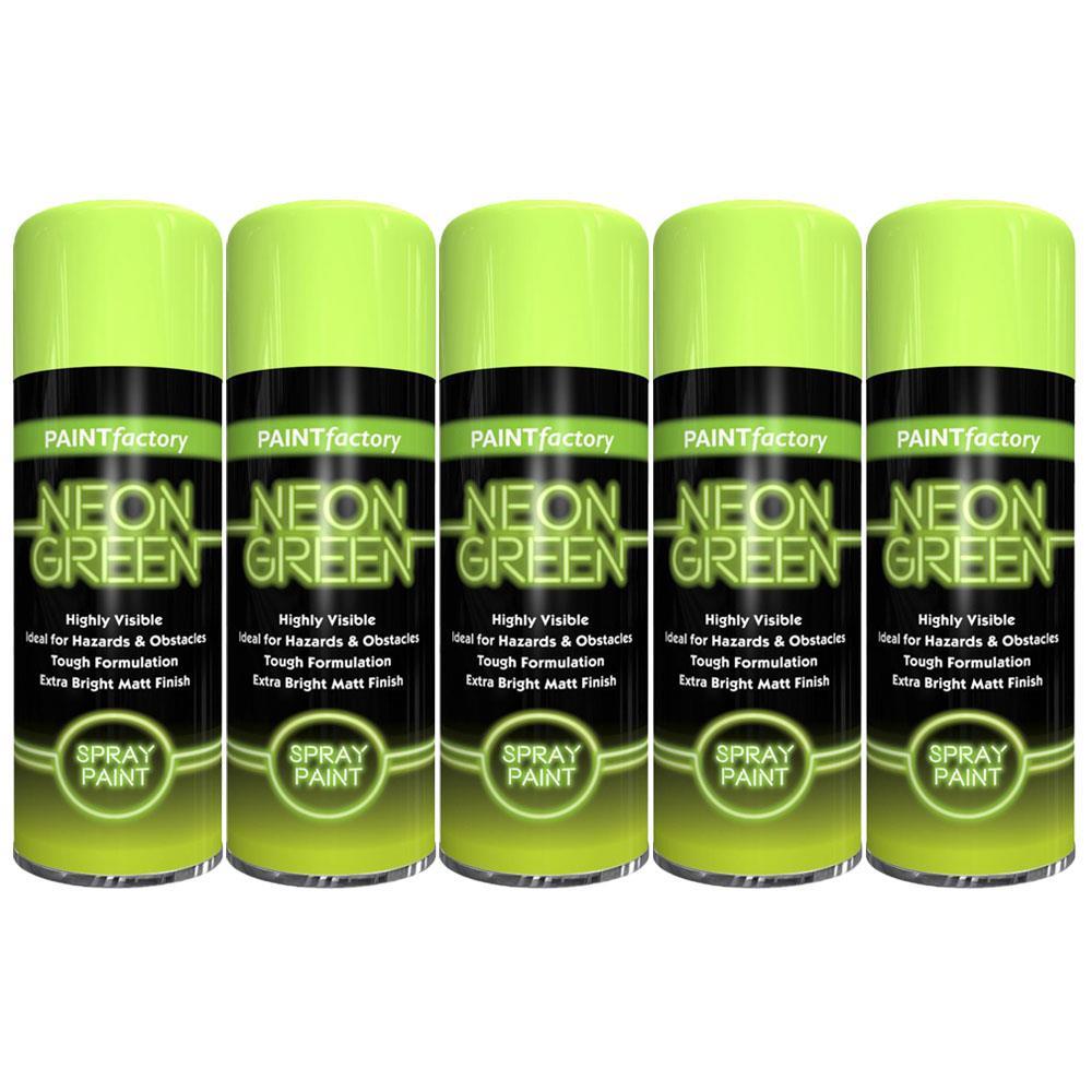 5X Paint Factory Neon Green Spray Paint 400ml Spray Paint