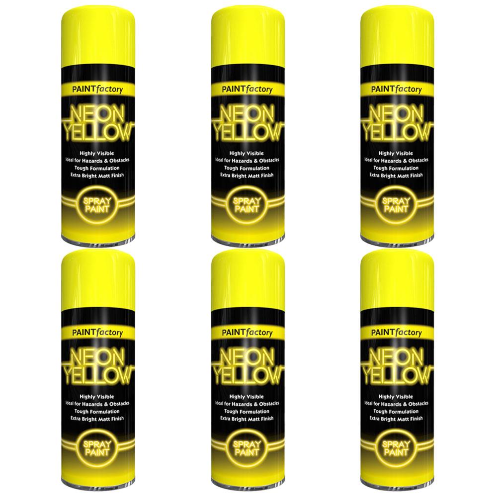 6X Paint Factory Fluorescent Neon Yellow Spray Paint 200ml Spray Paint