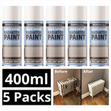 5X Paint Factory Quick Drying Radiator Paint White 400ml Spray Paint
