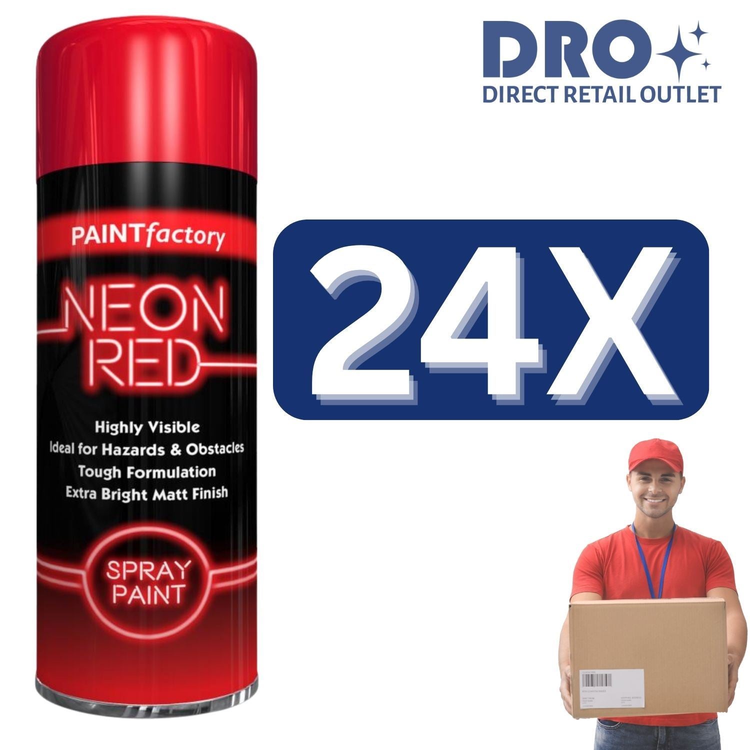 Red fluorescent spray paint 200ml in a vibrant packaging for enhanced visibility and marking hazards