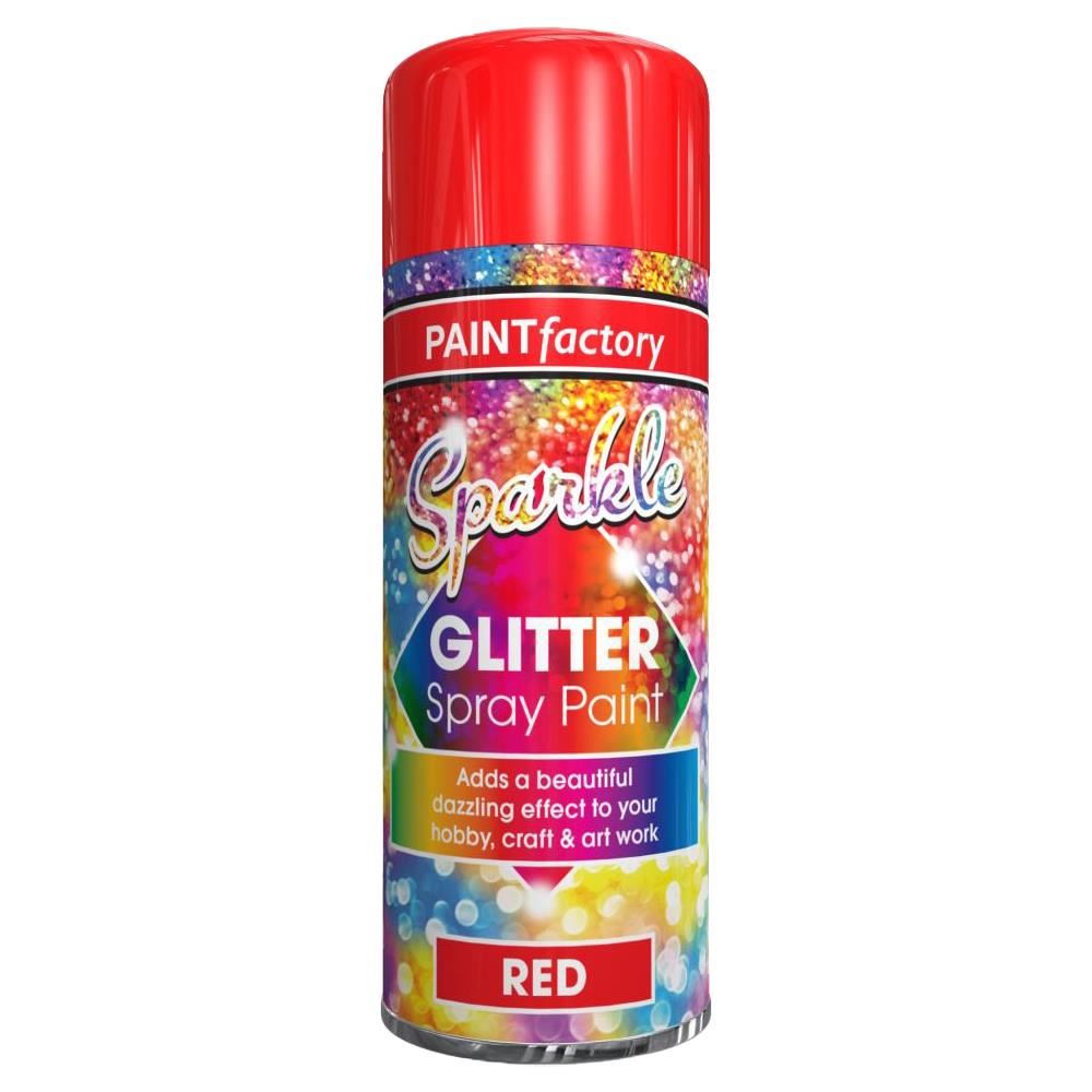 Paint Factory red glitter spray paint for adding a dazzling effect to crafts and artwork