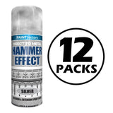12X Paint Factory Silver Hammer Effect Paint 400ml Spray Paint