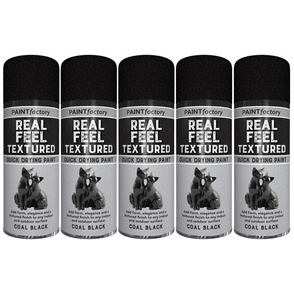 5X Paint Factory Textured Effect Black Spray Paint 400ml Spray Paint