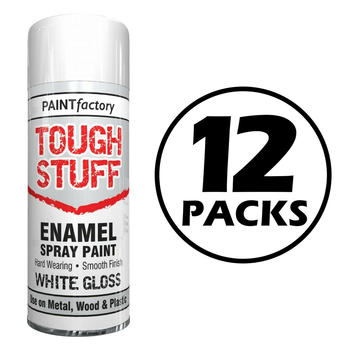 12X Paint Factory Tough Stuff Enamel White Gloss 400ml Spray Paint