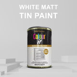 300ml white matt tin paint from Paint Factory for interior and exterior surfaces