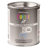 Tin of Paint Factory white matt undercoat paint 300ml for quick drying interior and exterior use