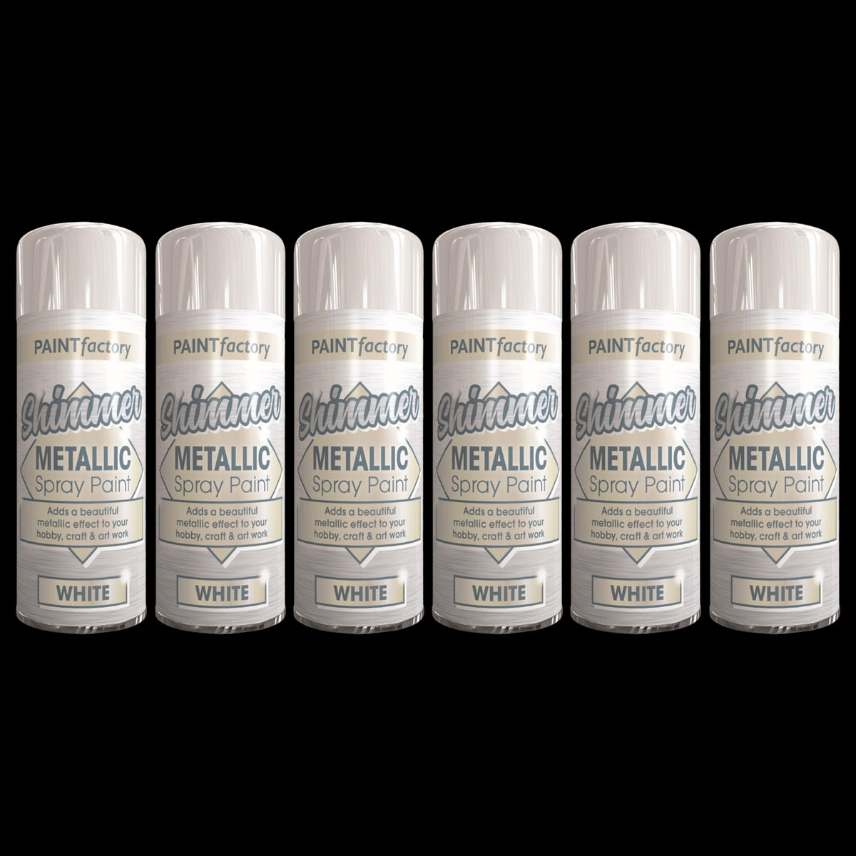 6X Paint Factory White Metallic Spray Paint 200ml Spray Paint