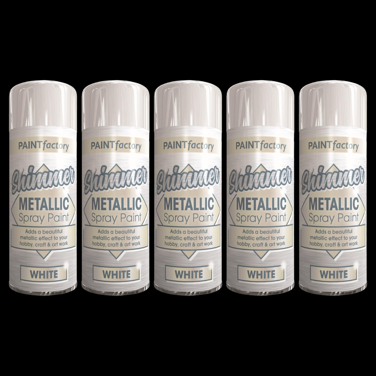 5X Paint Factory White Metallic Spray Paint 200ml Spray Paint