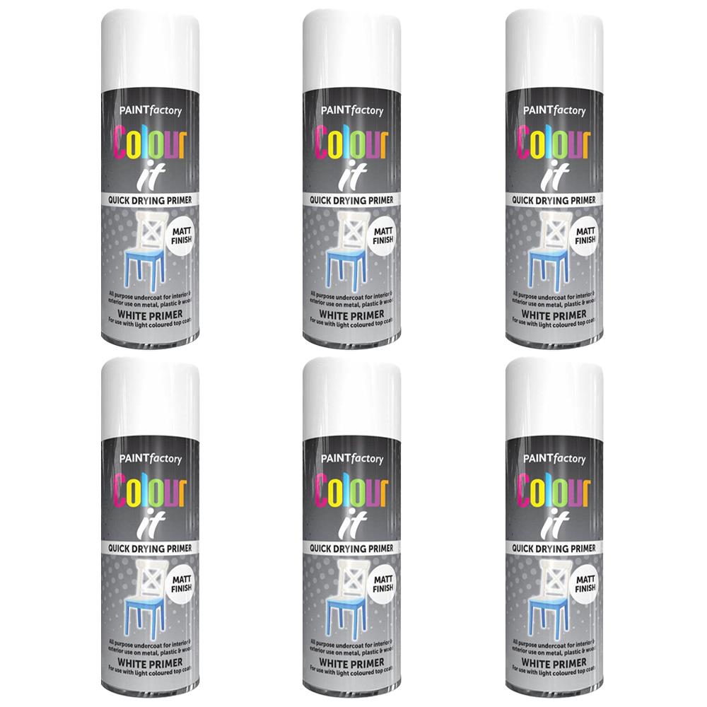 6X Paint Factory White Primer Spray Paint 400ml Spray Paint