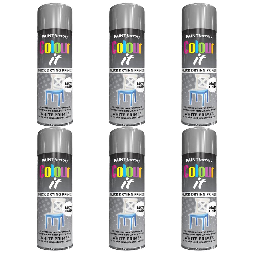 6X Paint Factory Auto White Primer Spray 250ml Spray Paint