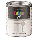 300ml tin of Paint Factory Colour It Quick Drying White Radiator Gloss Paint with a gloss finish