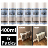 6X Paint Factory Quick Drying Radiator Paint White 400ml Spray Paint