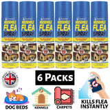 Pestshield Household Flea Spray 200ml in six-pack for treating dog beds, kennels, and carpets