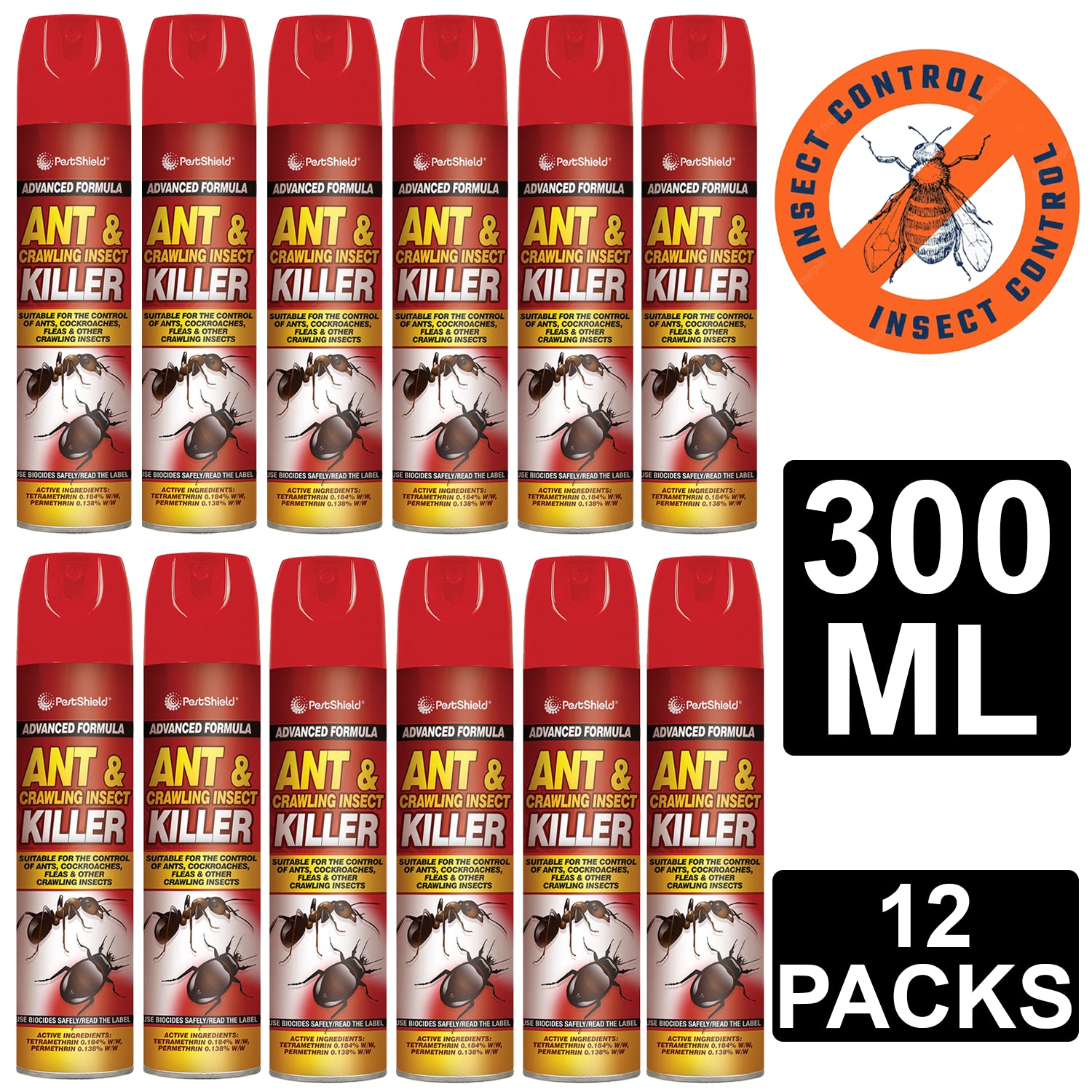 12X PestShield Ant & Crawling Killer Spray 300ml Pest Control