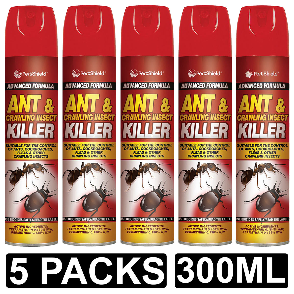5X PestShield Ant & Crawling Killer Spray 300ml Pest Control