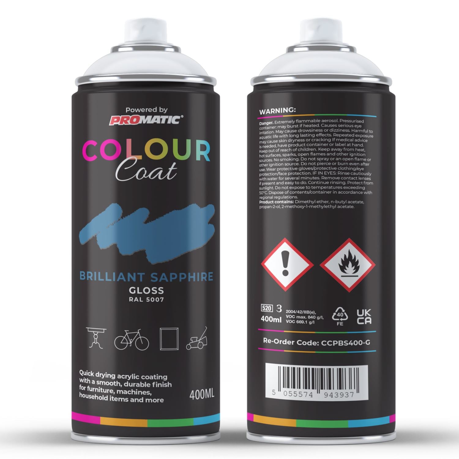 Colour Coat Brilliant Sapphire Spray Paint in 400ml can for use with spray gun on furniture and household items