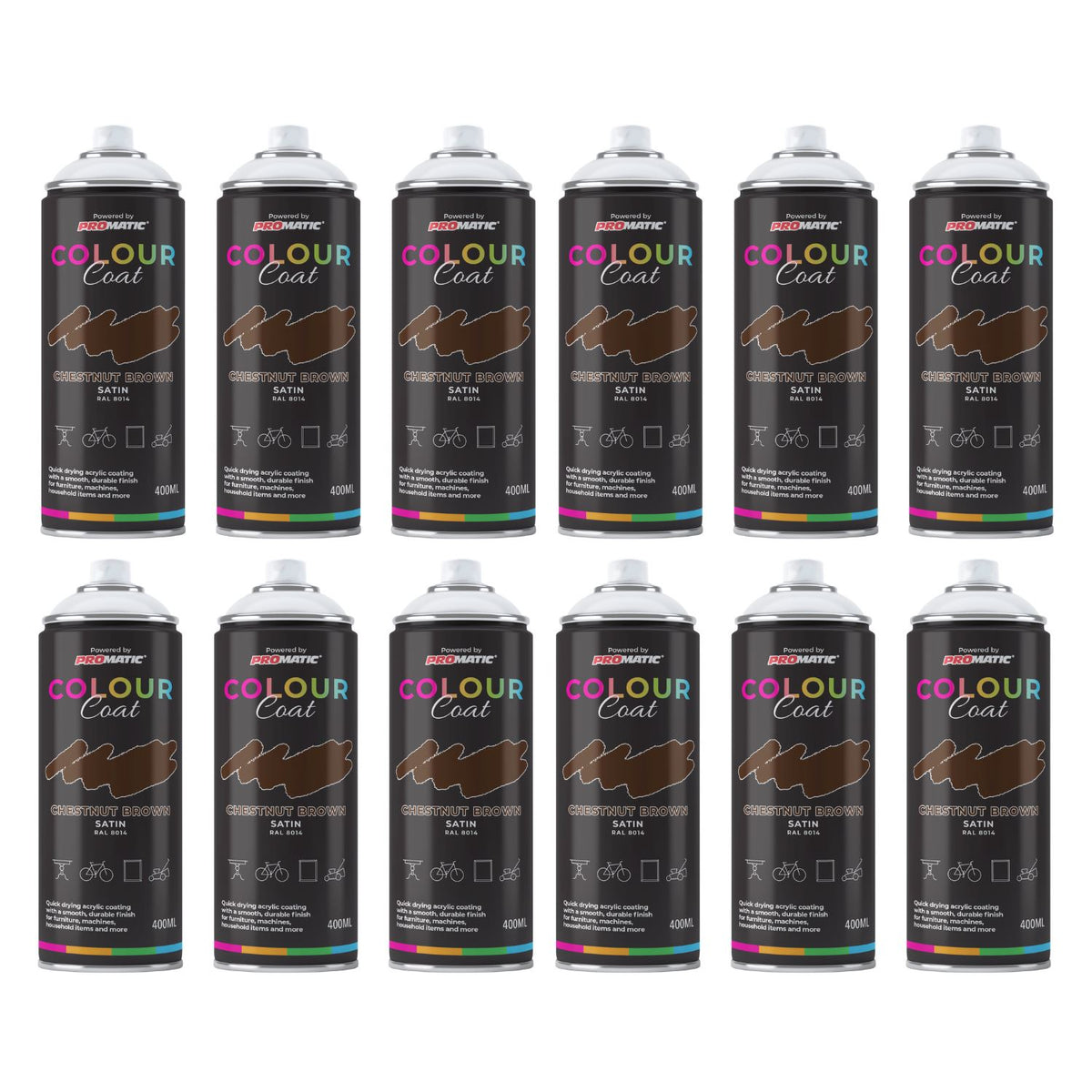 Colour Coat Spray Paint Cans in Various Shades for Crafting and DIY, ideal for paint with spray gun