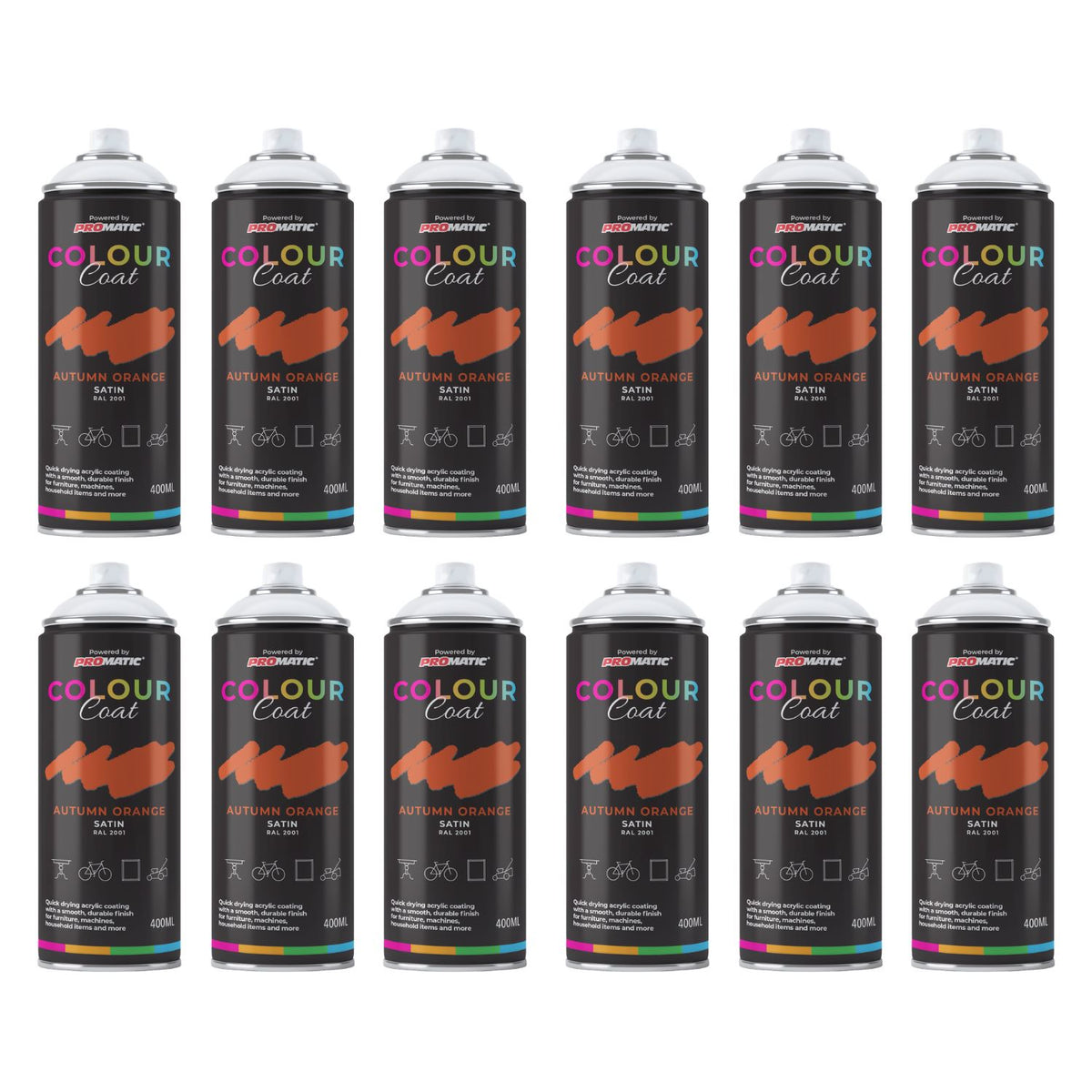 Colour Coat Autumn Orange Spray Paint Cans for smooth, even application using paint with spray gun