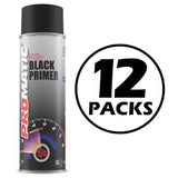 Promatic black primer spray 500ml can with speed dial and 12 packs label for professional use