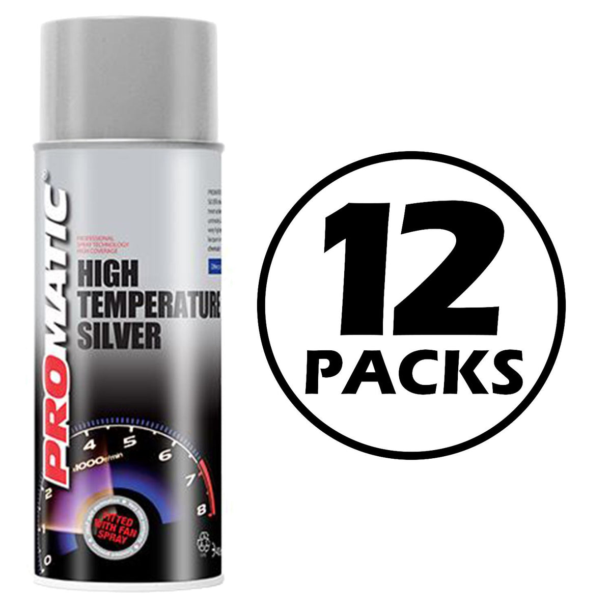 12X Promatic Silver High Temperature Spray Paint 400ml Spray Paint