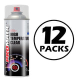 Promatic high temperature spray paint clear finish can with 12 pack label