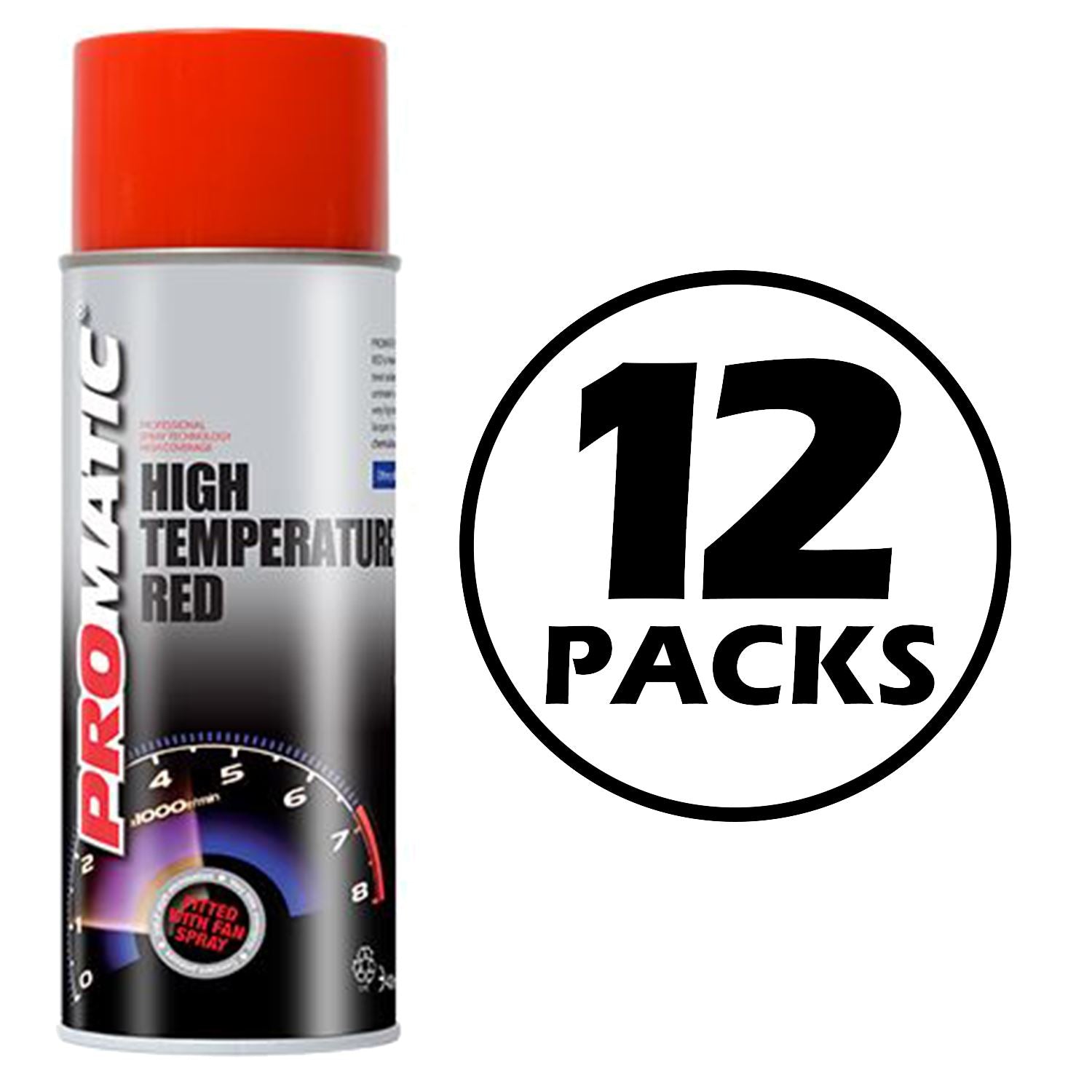 Promatic high temperature spray paint red can with tachometer design and 12 packs label