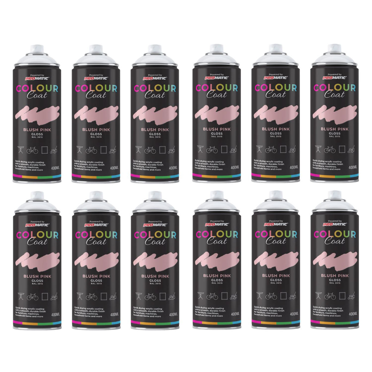 Colour Coat Blush Pink Spray Paint Cans Ideal for Use with Paint with Spray Gun Projects