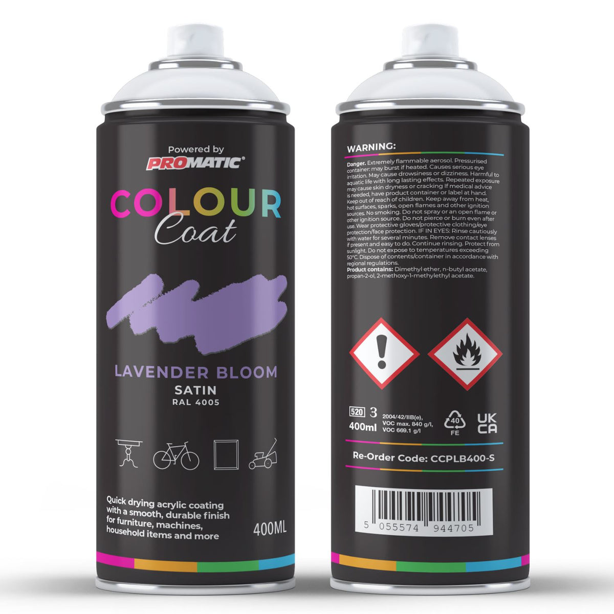 Colour Coat Lavender Bloom Satin Spray Paint Can for use with spray gun, durable and quick-drying