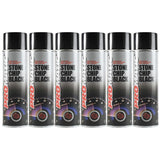 Six cans of Promatic stonechip black spray paint with black caps for automotive protection