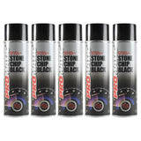 Five cans of Promatic stonechip spray paint black for automotive rust and stone chip protection