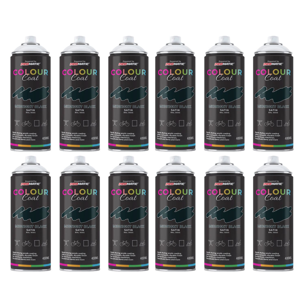 Collection of Colour Coat Spray Paint Cans in unique colours for various DIY projects