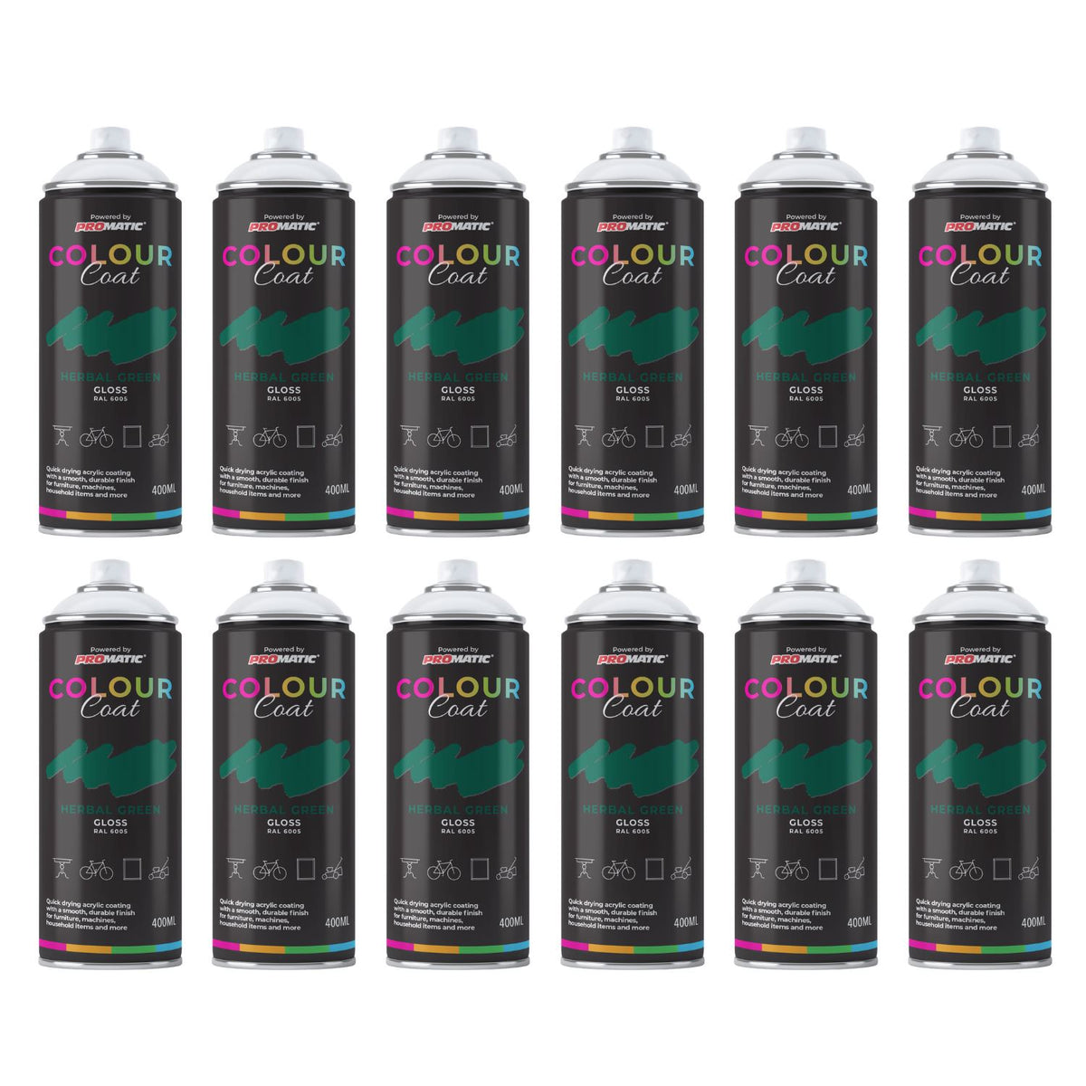Colour Coat spray paint collection in unique colours for creative projects and touch-ups