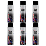 Six cans of Promatic yellow primer spray with black caps and silver gradient design