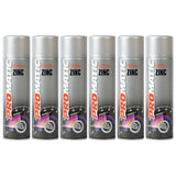Promatic zinc primer spray 500ml cans arranged in a row with silver and black design