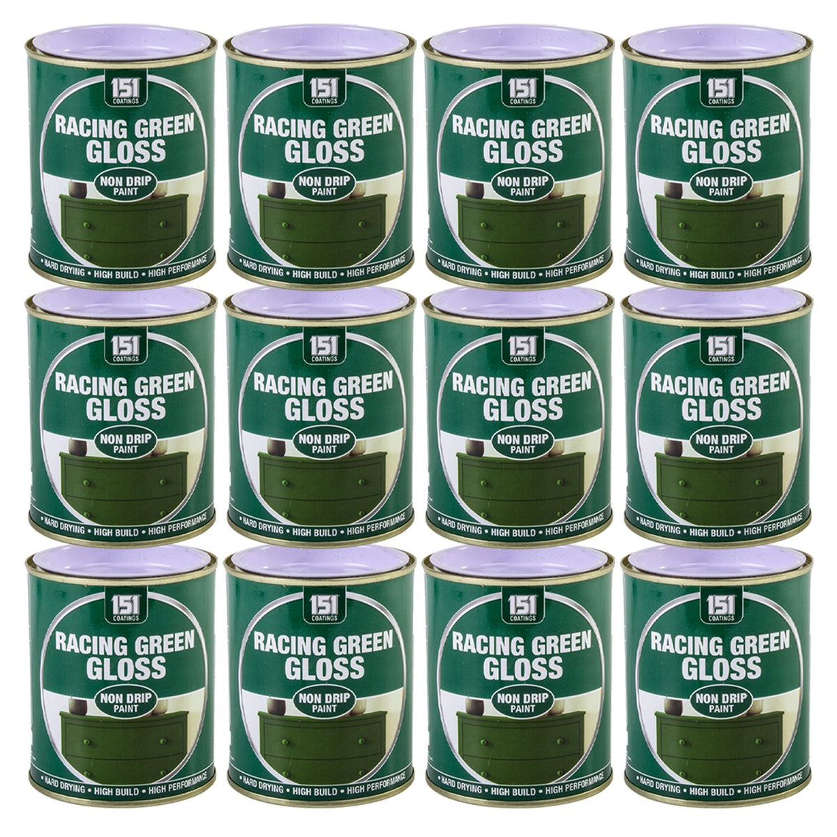 12X Racing Green Gloss Non-Drip Paint 300ml Tin Paint