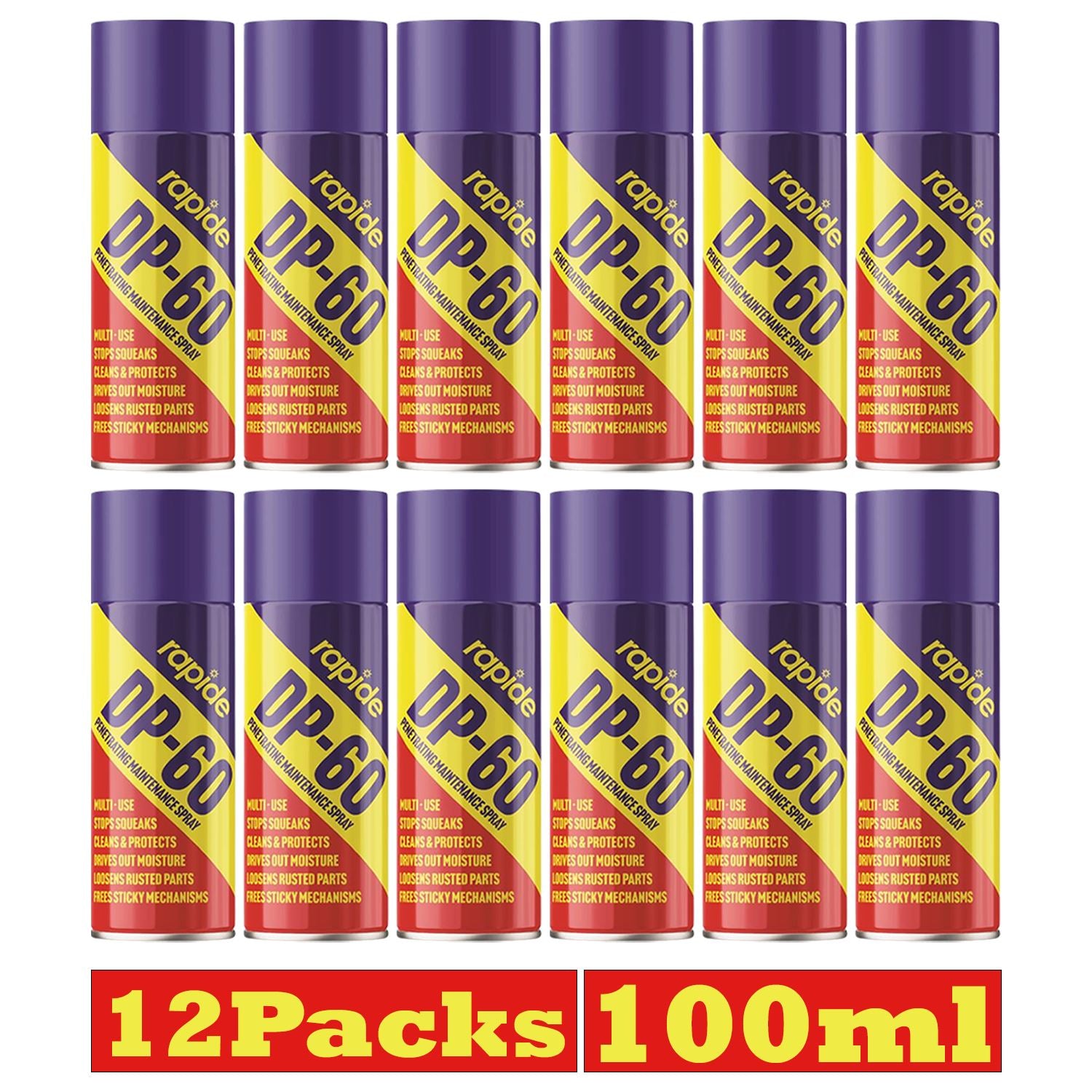 12 Packs of Rapide DP-60 maintenance spray 100ml for effective lubrication and protection