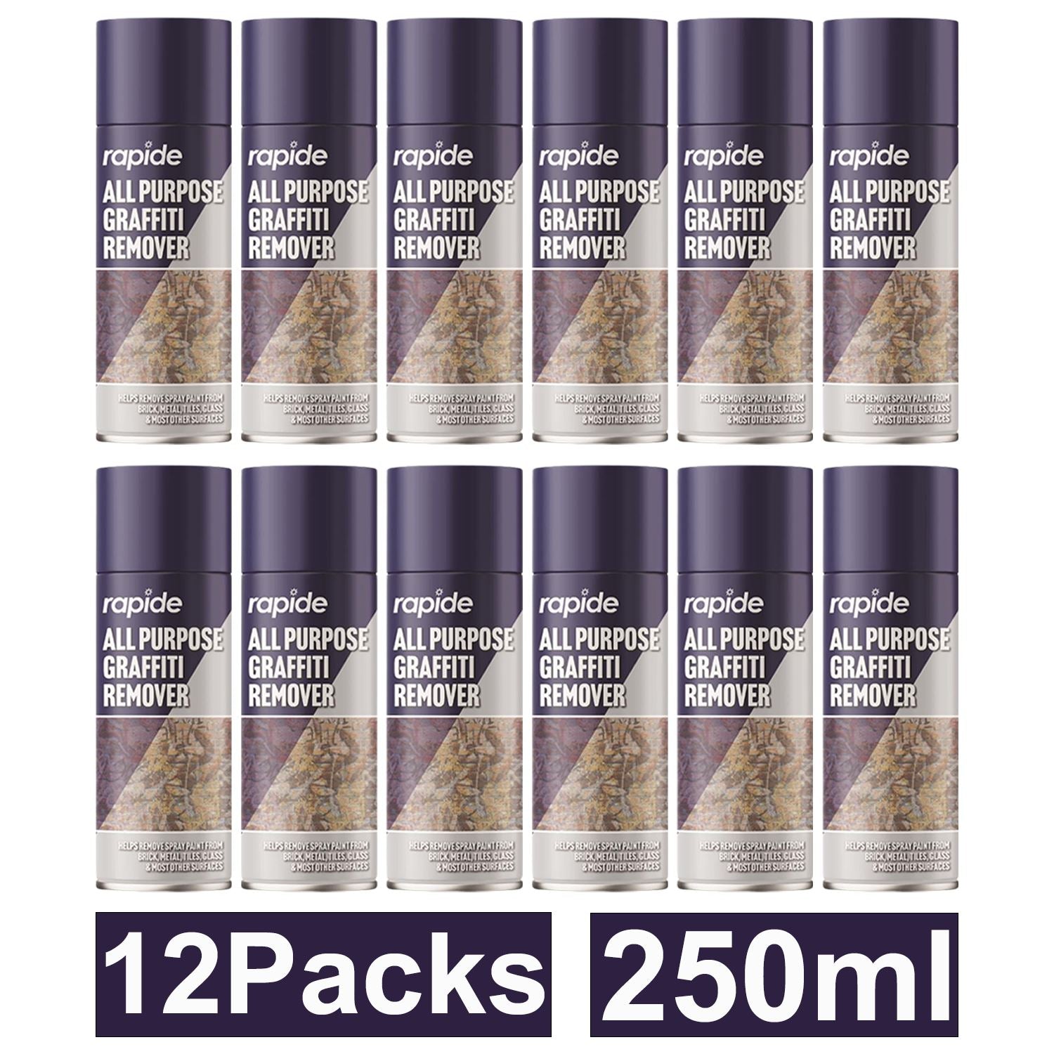 Rapide All Purpose Graffiti Remover Spray Bulk 12 Packs, each 250ml for effective cleaning