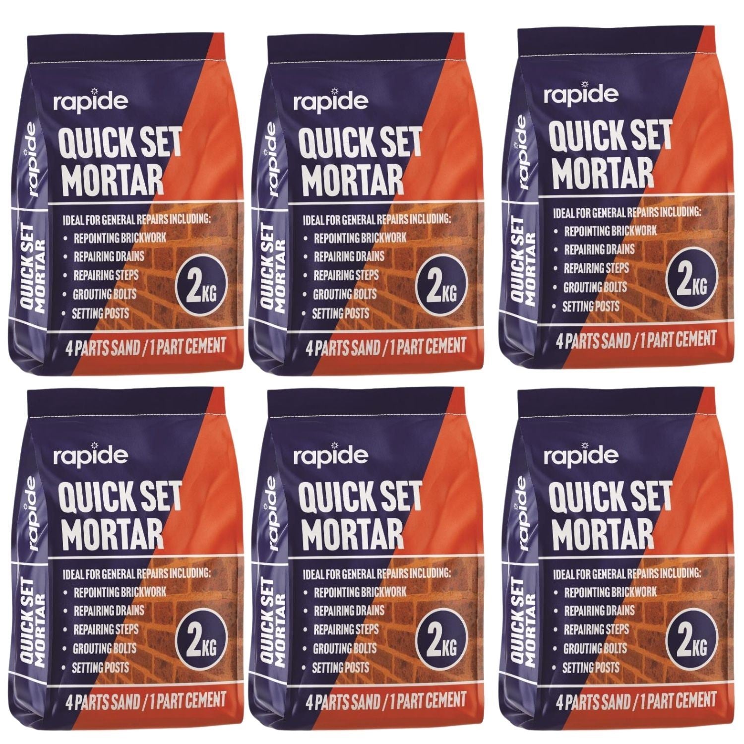 Rapide Quick Set Mortar Bags for Mix Ready Mix Concrete in 2kg Pack Size for General Repairs