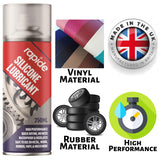 Rapide silicone lubricant 250ml spray can, ideal for vinyl and rubber materials with high performance