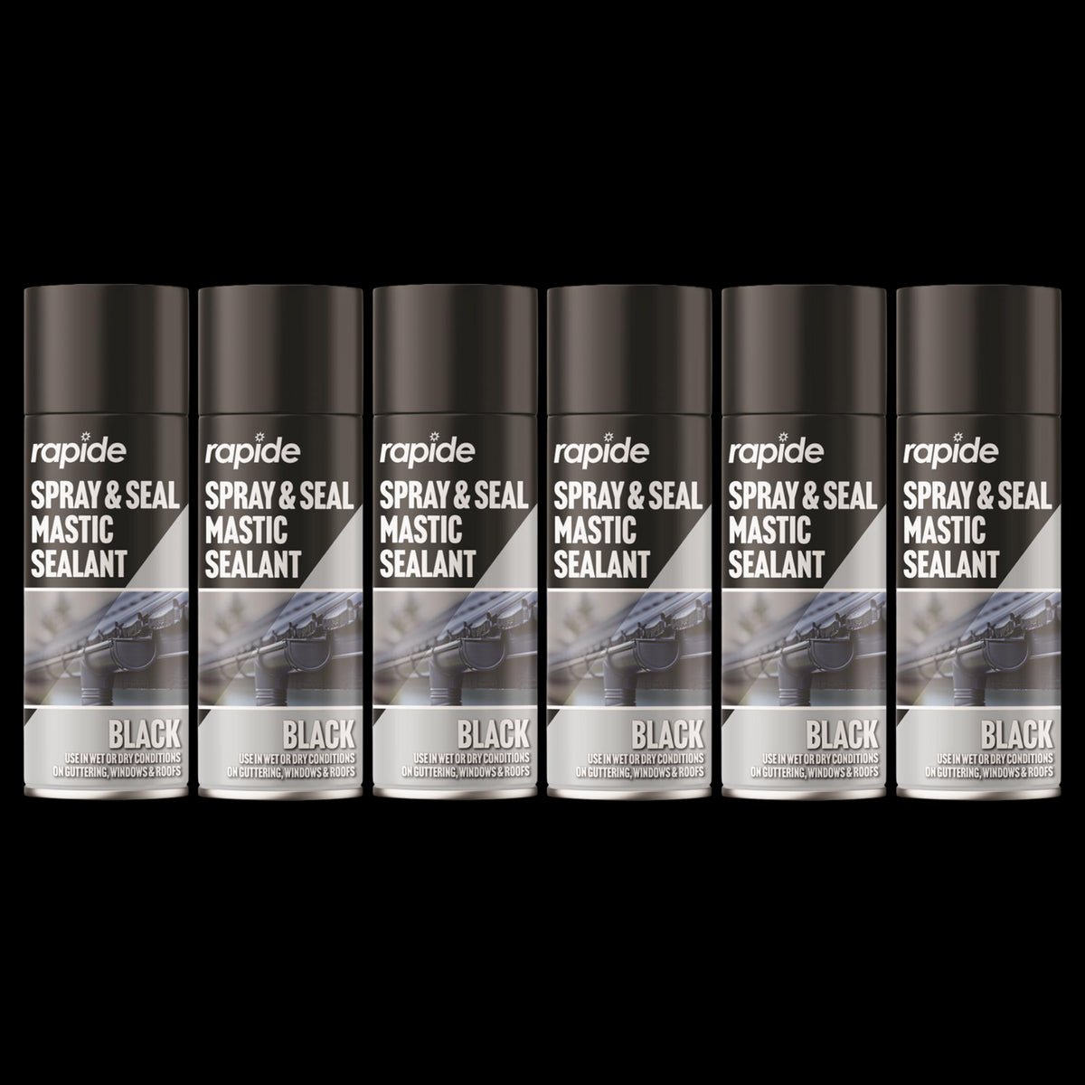 6X Rapide Spray And Seal 400ml Black Sealant