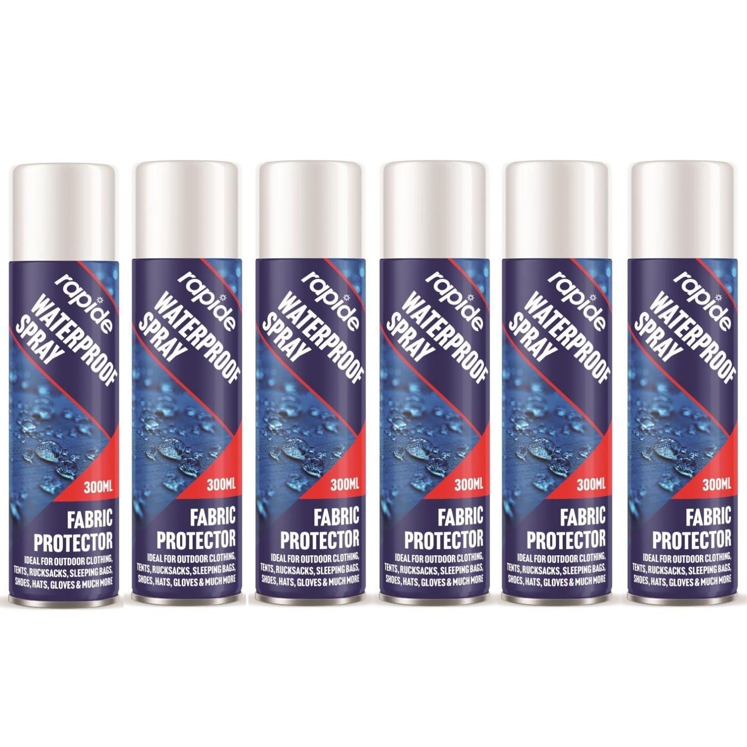 Rapide waterproof spray fabric protector, six cans of 300ml for long-lasting water resistance