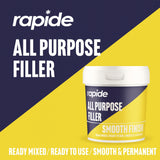 Rapide All Purpose Filler in a container for smooth finishes, ideal as white wall filler for interior and exterior
