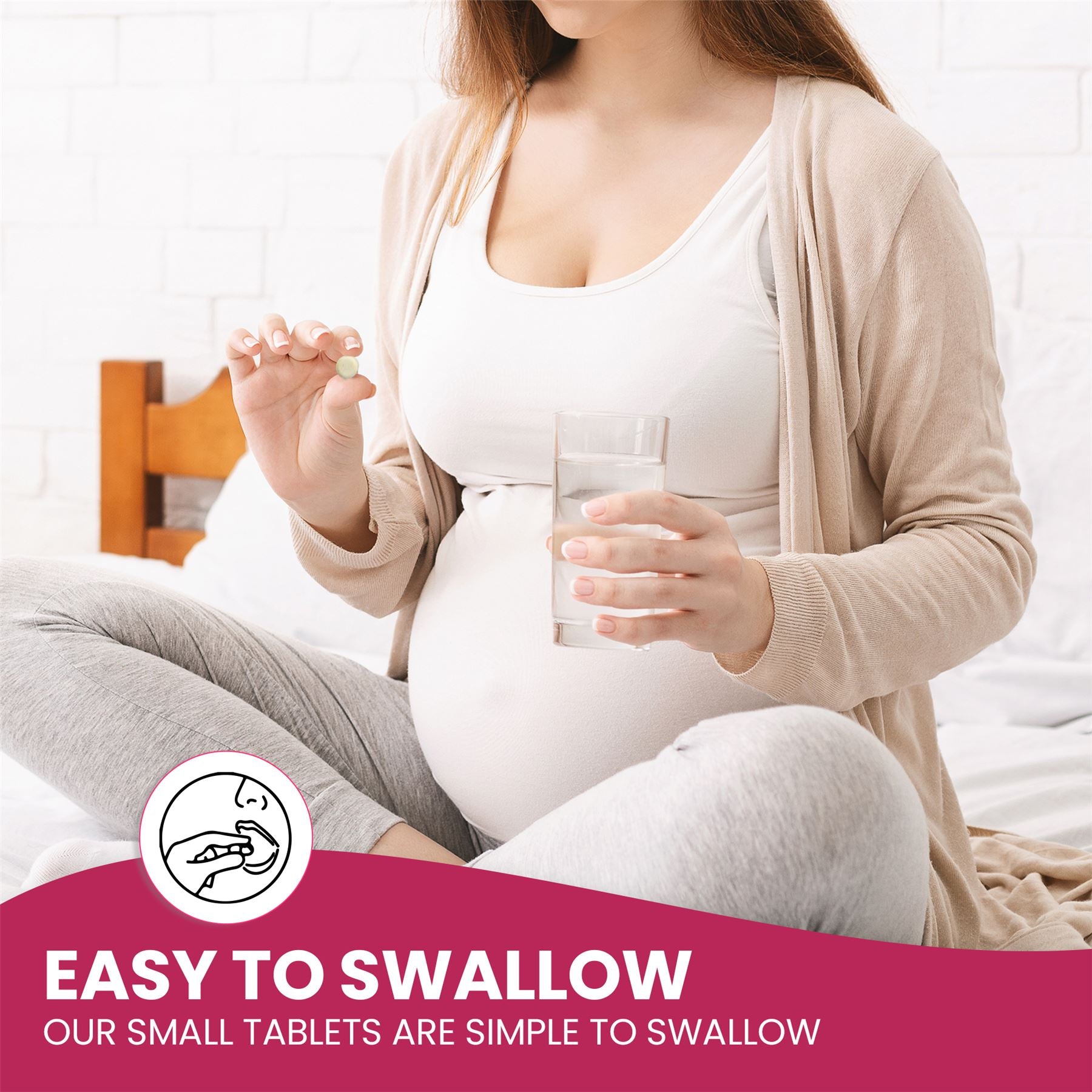 Red Label Health Folic Acid 400mcg tablets easy to swallow for pregnant women with water