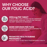 Red Label Health Folic Acid 400mcg Tablets, promoting health during pregnancy with more servings per pack