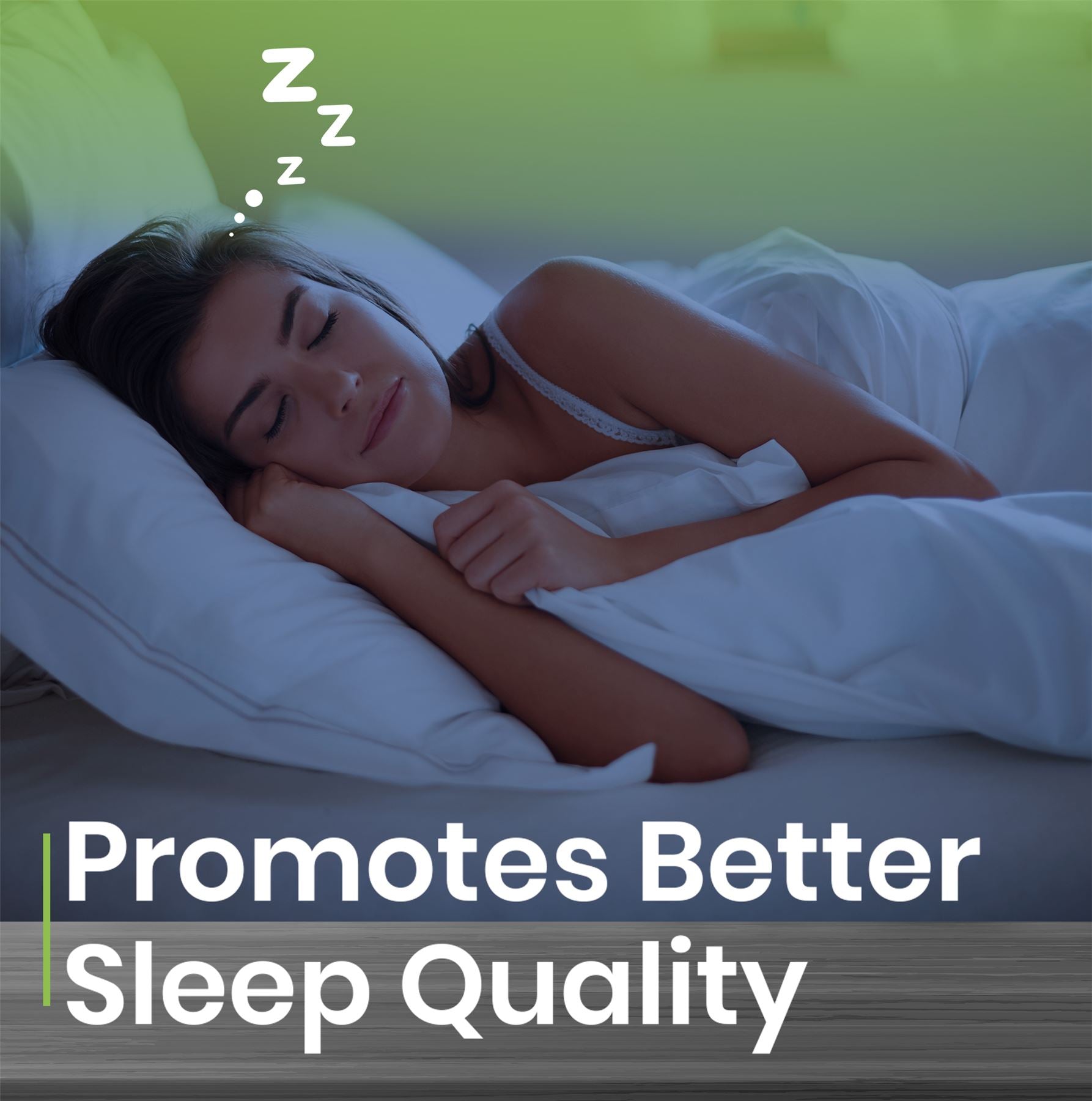 Woman sleeping peacefully, promoting better sleep quality with ZMA tablets UK for restful nights