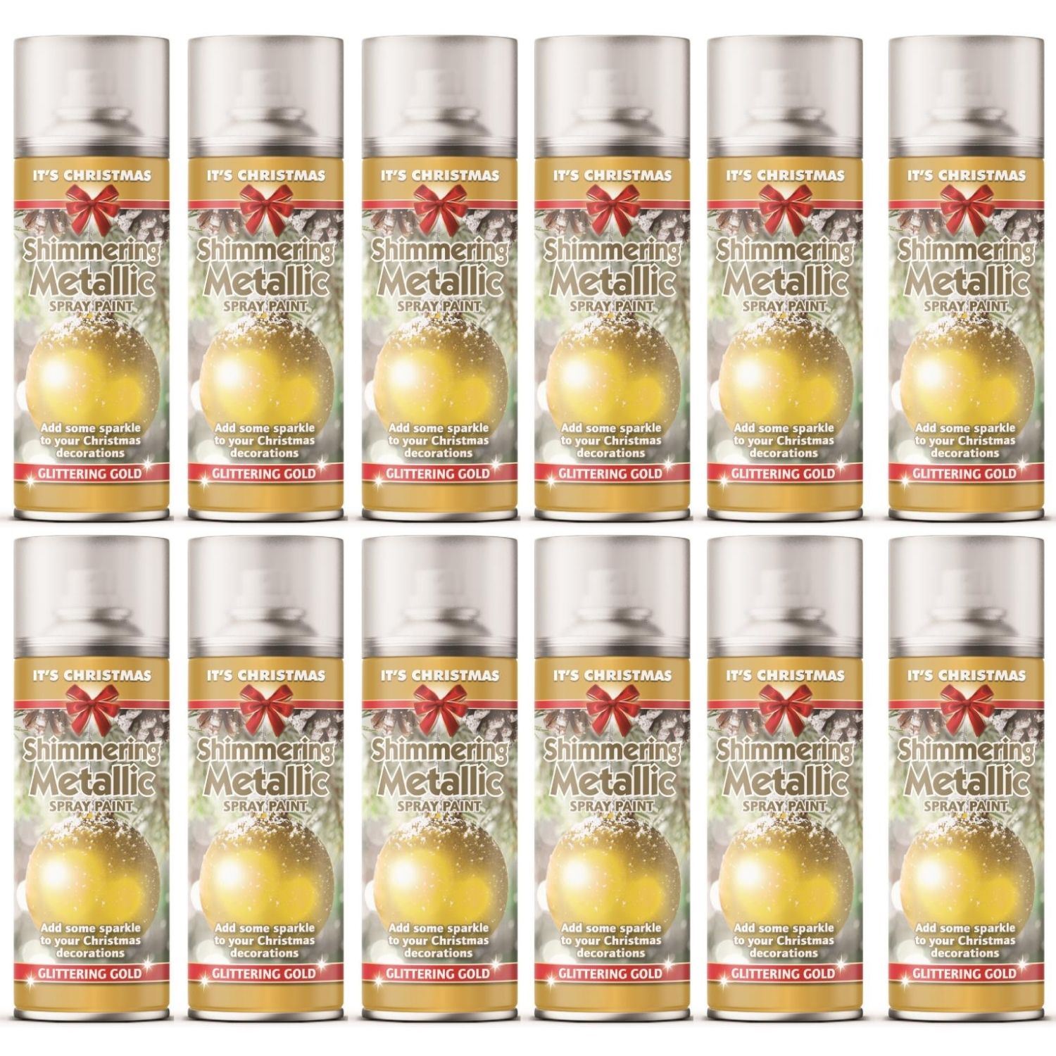 Rapide Shimmering Metallic Spray Paint in gold for festive decorations, perfect to paint with spray gun