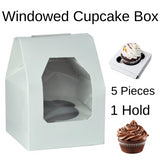 Doric Cake single cupcake box with window for holding one cupcake in white packaging