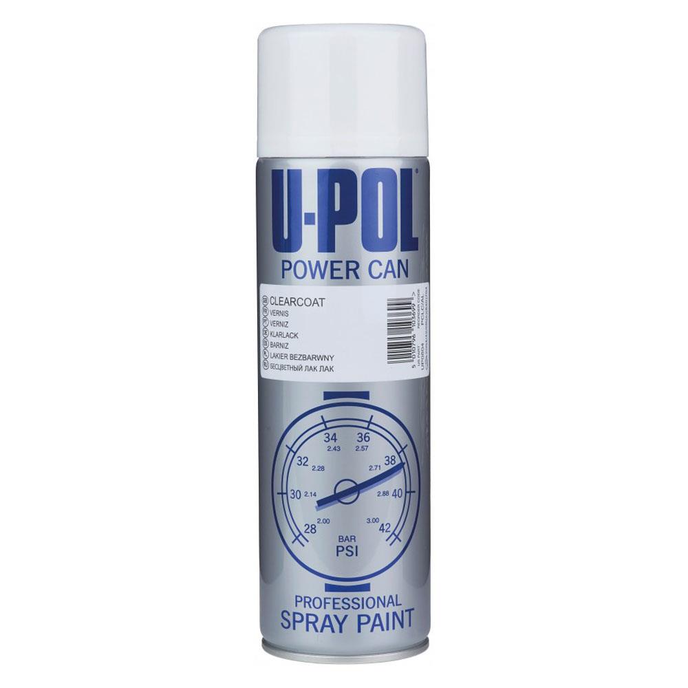 U-POL Power Can clear coat professional spray paint can with pressure gauge graphic