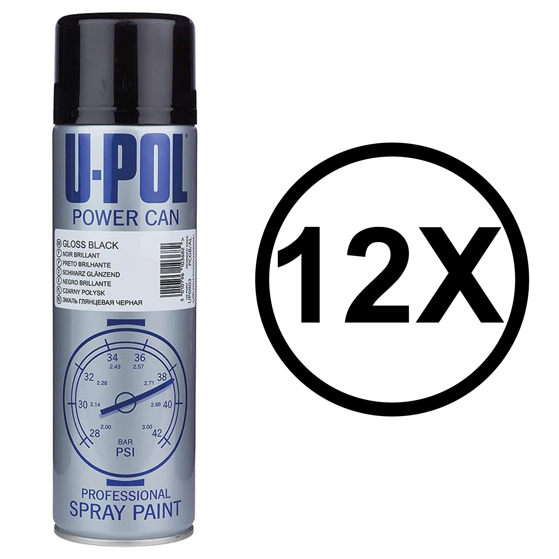 U-POL Power Can Gloss Black Spray Paint with professional quality for smooth finishes