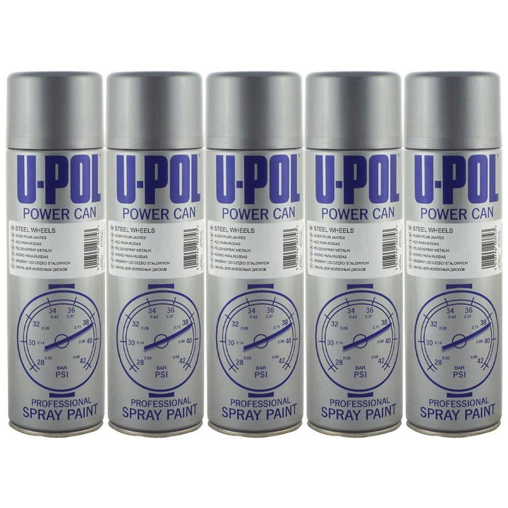 U-POL Power Can spray paint cans in silver color for professional steel and wheel coating